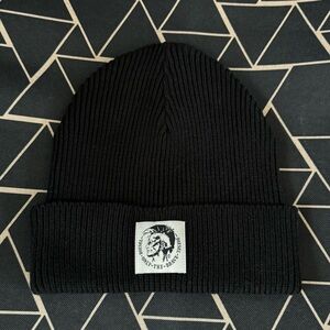 DIESEL Black Beanie K-Coder Hat Mohawk Only The Brave Logo